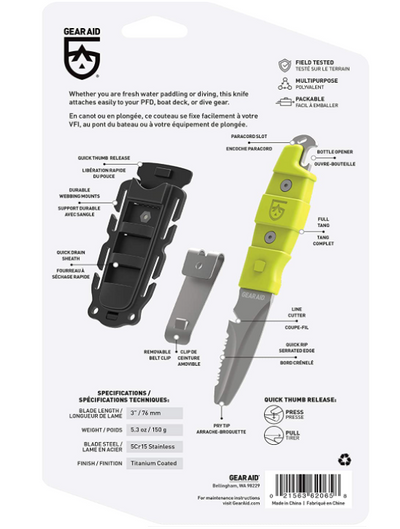 Tanu Blunt Tip Paddle Knife with Sheath (Gear Aid)